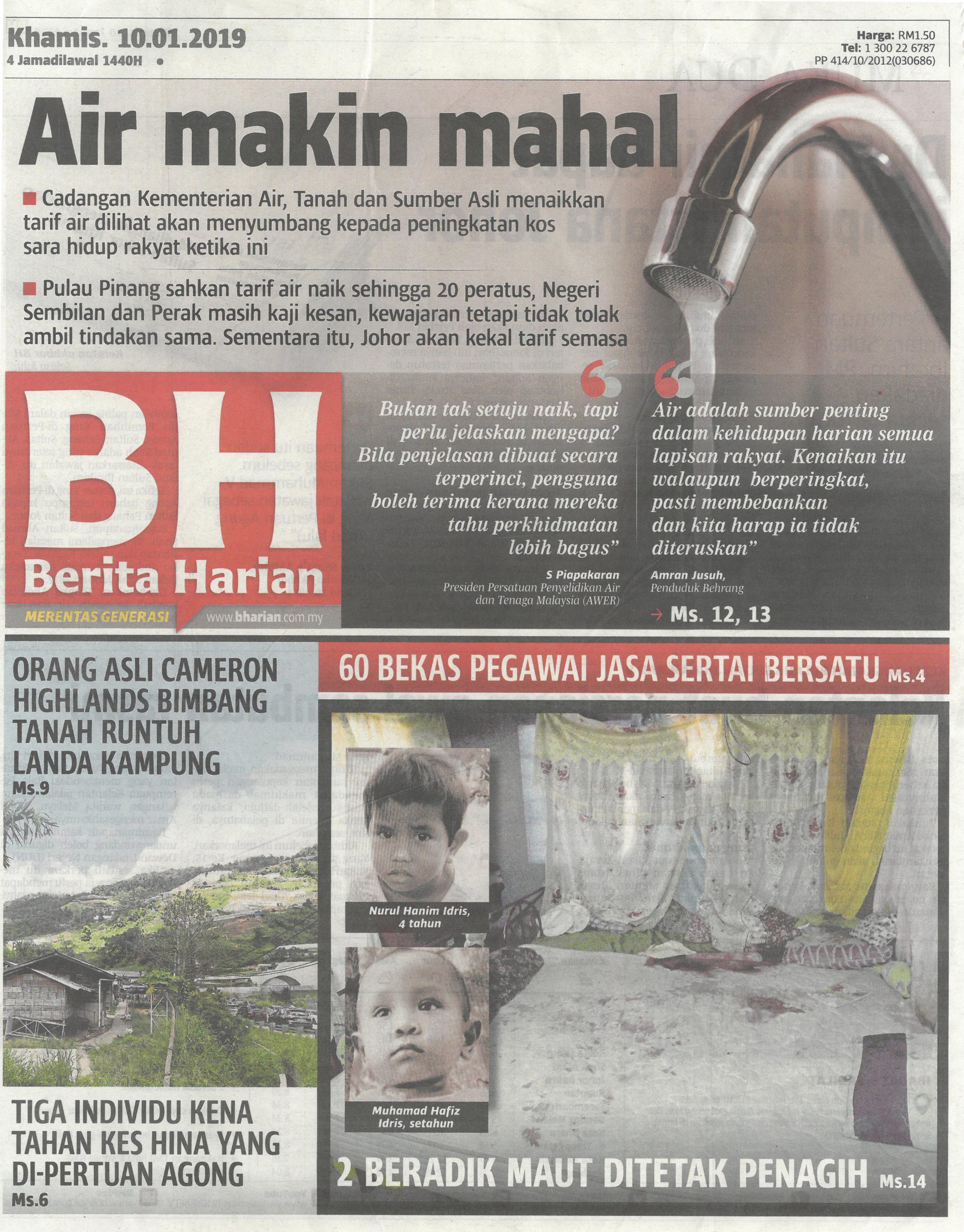 Berita Harian– Air Makin Mahal